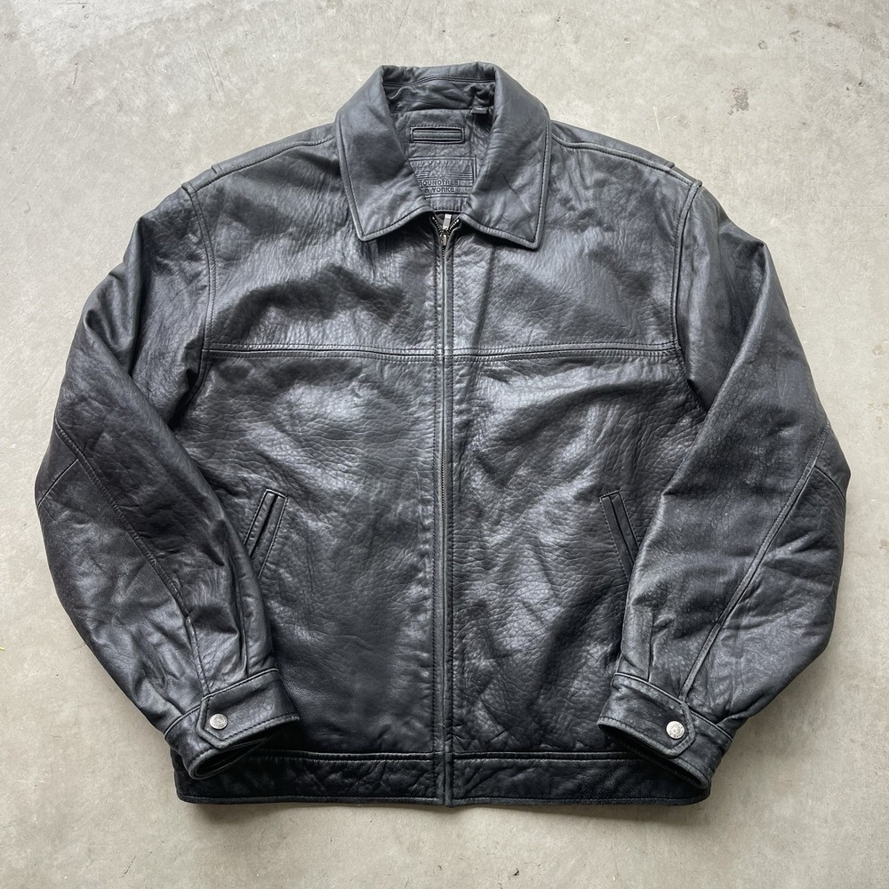 VTG Roundtree & Yorke Black Lambskin Leather Bomber Jacket Men's Sz L